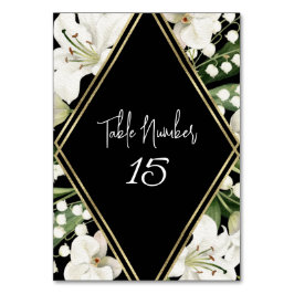 Black bröllop blommigt Lily-inbjudningsklassier Bordsnummer