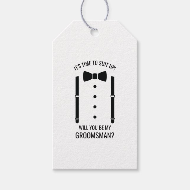 Black Bröllop Bow Tie Groomsman Frieri Presentetikett (Framsidan)