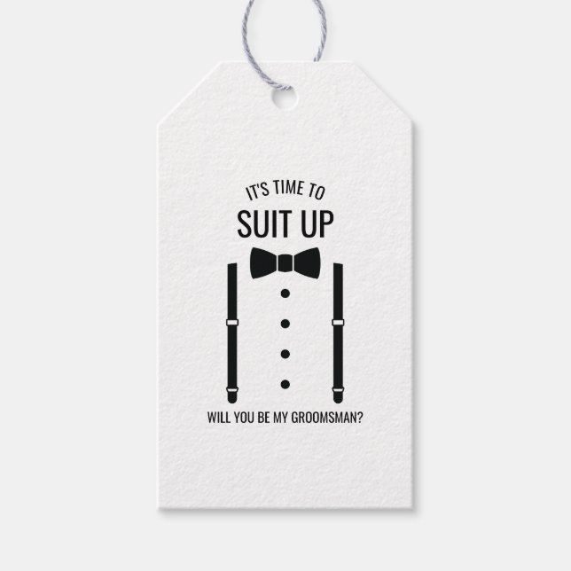 Black Bröllop Bow Tie Groomsman Frieri Presentetikett (Framsidan)