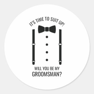 Black Bröllop Bow Tie Groomsman Frieri Runt Klistermärke