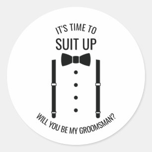 Black Bröllop Bow Tie Groomsman Frieri Runt Klistermärke