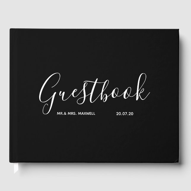 Black Bröllop Guestbook | Enkel minimal Elegant Gästböcker (Framsida)