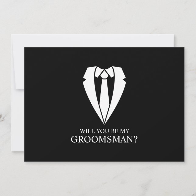 Black Bröllop Kostym och Tie Groomsman Frieri Inbjudningar (Framsida)