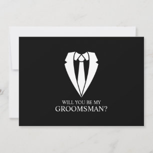 Black Bröllop Kostym och Tie Groomsman Frieri Inbjudningar