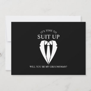 Black Bröllop Kostym och Tie Groomsman Frieri Inbjudningar
