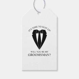 Black Bröllop Kostym och Tie Groomsman Frieri Presentetikett