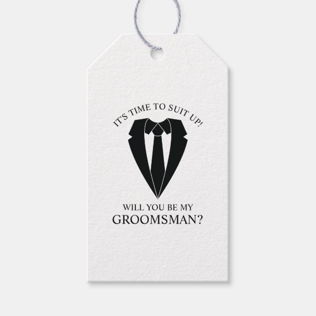 Black Bröllop Kostym och Tie Groomsman Frieri Presentetikett (Framsidan)