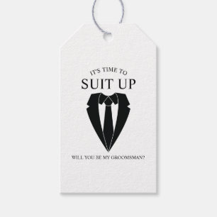 Black Bröllop Kostym och Tie Groomsman Frieri Presentetikett
