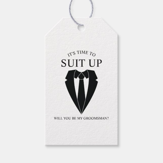 Black Bröllop Kostym och Tie Groomsman Frieri Presentetikett (Framsidan)