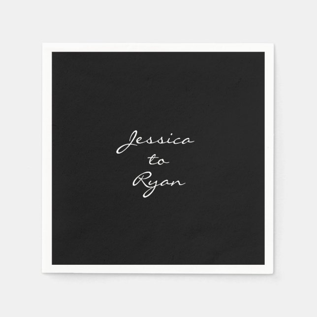 Black Bröllop ’Namn to Namn’ Cocktail Pappersservett (Framsidan)