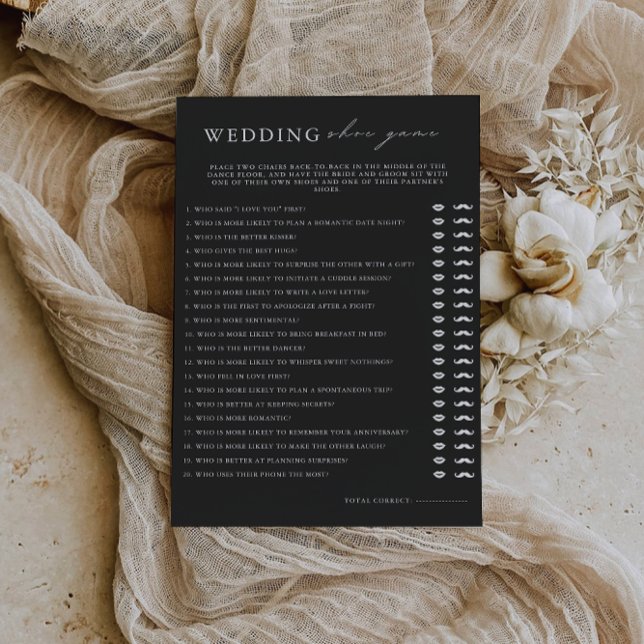 Black Bröllop Shoe Game Template, Inbjudningar (Black Wedding Shoe Game Template, Invitation)