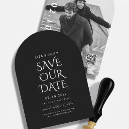 Black Bröllop spara datum Photo Arch Inbjudningar