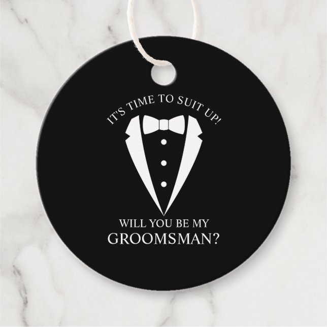 Black Bröllop Tuxedo Kostym Groomsman Frieri Gåvor Etiketter (Framsida)