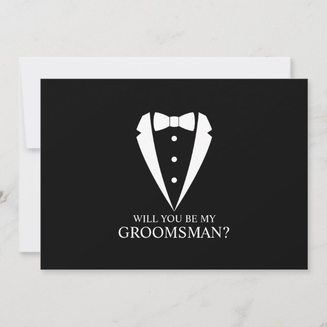 Black Bröllop Tuxedo Kostym Groomsman Frieri Inbjudningar (Framsida)