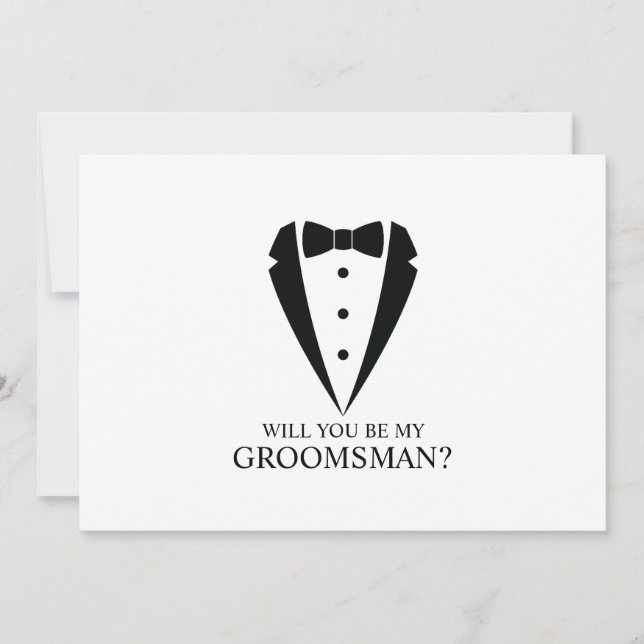 Black Bröllop Tuxedo Kostym Groomsman Frieri Inbjudningar (Framsida)