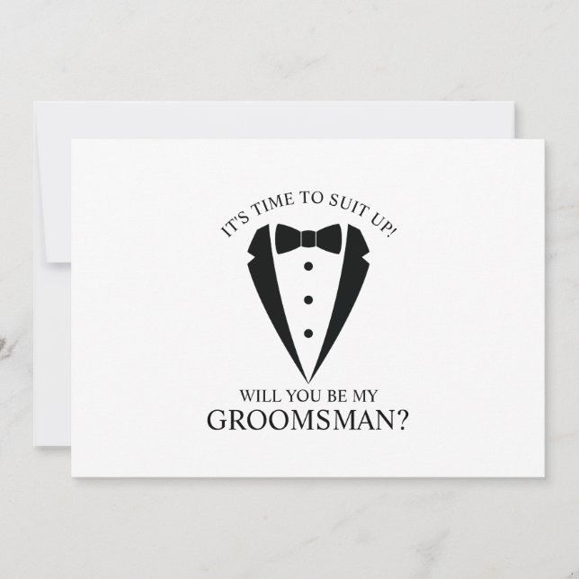 Black Bröllop Tuxedo Kostym Groomsman Frieri Inbjudningar (Framsida)