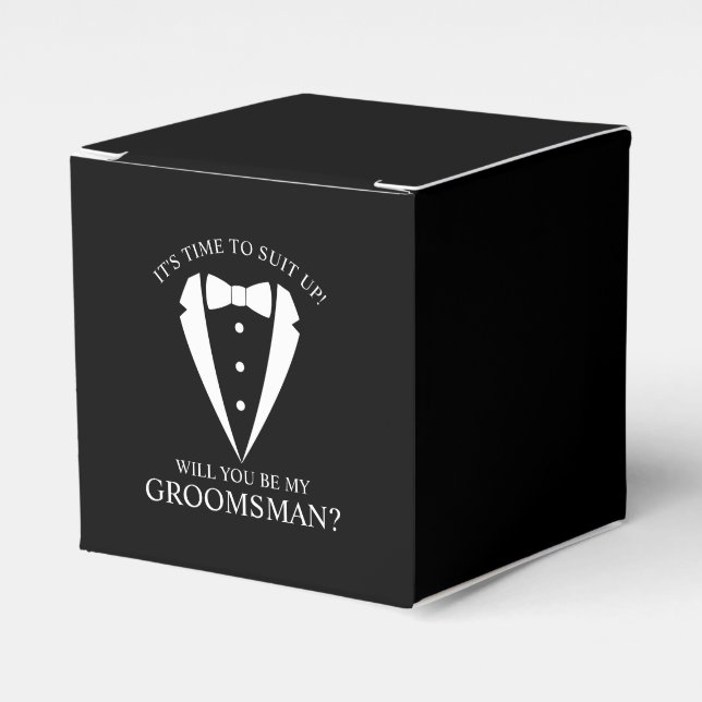 Black Bröllop Tuxedo Kostym Groomsman Frieri Presentaskar (Framsidan Sidan)