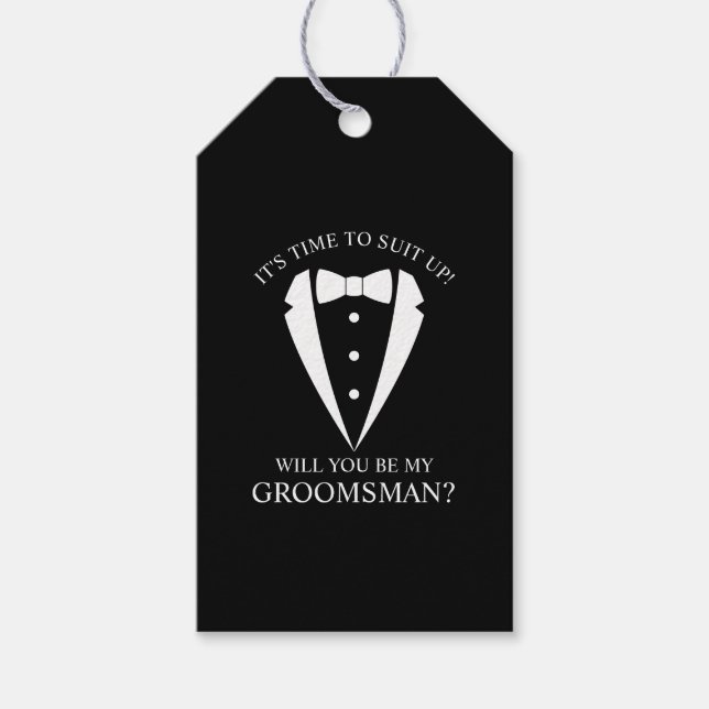 Black Bröllop Tuxedo Kostym Groomsman Frieri Presentetikett (Framsidan)