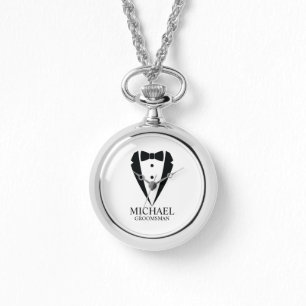 Black Bröllop Tuxedo Kostym Personlig Marskalkar Armbandsur