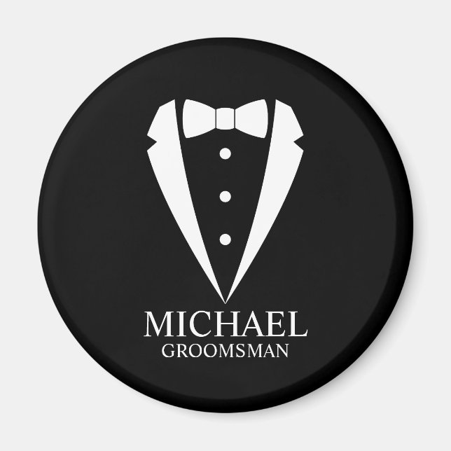 Black Bröllop Tuxedo Kostym Personlig Marskalkar Magnet (Framsidan)