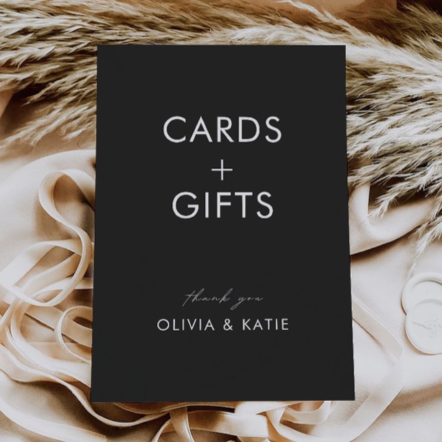 Black Bröllopskort och Gifts Sign Inbjudningar (Black Wedding Cards and Gifts Sign,)