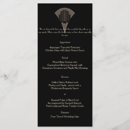 Black Bronze Art Deco Torn Bröllop Menu Meny