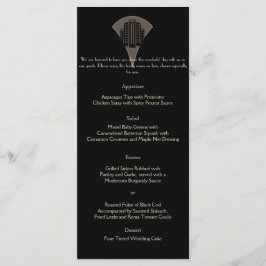 Black Bronze Art Deco Torn Bröllop Menu Meny