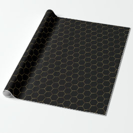 Black Bronze Honeycomb Hexagon Mönster Chic Manly Presentpapper