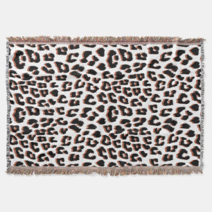 Black Brown and White Leopard Skriv ut Filt