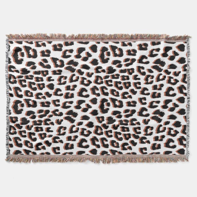 Black Brown and White Leopard Skriv ut Filt (Framsidan)