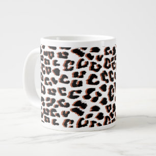 Black Brown and White Leopard Skriv ut Jumbo Mugg