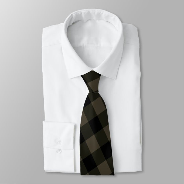 Black Brown Check Neck Tie Slips (Bunden)