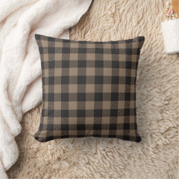 Black Brown Checkered Buffalo Play Rustic Land Kudde