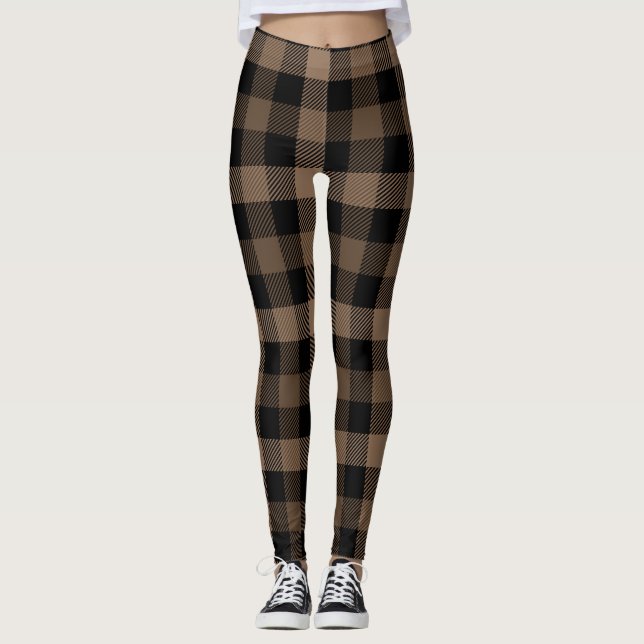 Black & Brown Gingham Shepherd's Play Leggings (Framsida)