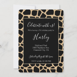 Black Brown Giraffe Print Inbjudningar