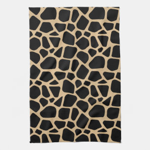 Black Brown Giraffe Print Kökshandduk