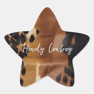 Black Brown Guld Cowhide Stjärnformat Klistermärke