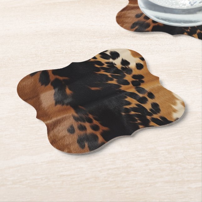 Black Brown Guld Cowhide Underlägg Papper (Vinklad)