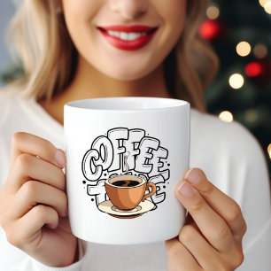 Black Brown Illustration Coffee Mugg