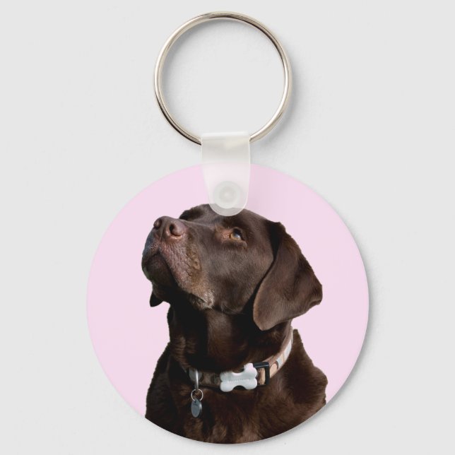 Black Brown Labrador Retriever Puppy Hund Keychain Nyckelring (Framsida)
