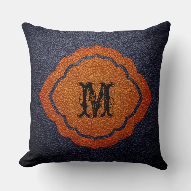 Black Brown Leather Kudde (Framsida)