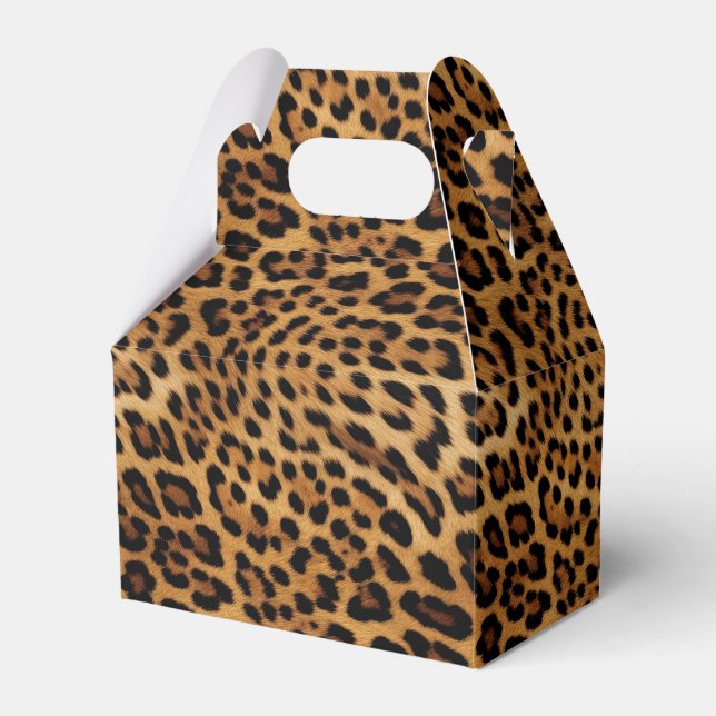 Black Brown Leopard Favor Box Presentaskar (Framsidan Sidan)