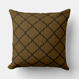 Black Brown Moroccan Quatrefoil Mönster Pillow Kudde