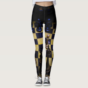 Black Brown och Blue Chess Game Leggings