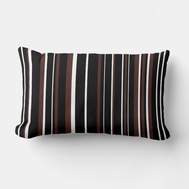 Black, Brown och White Barcode Rand Lumbarkudde (Framsida)