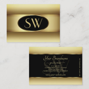 Black Brown Ombre Monogram Mörk Guld Decor Ram Visitkort