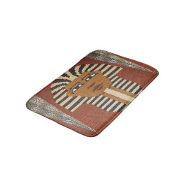 Black Brown Pharaoh Kung Tut Artisan Crochet Print Badrumsmatta