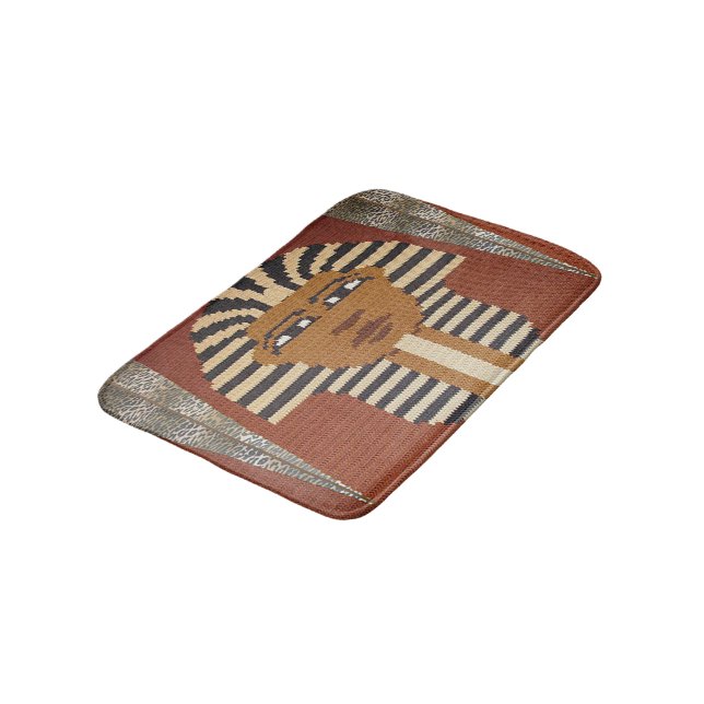 Black Brown Pharaoh Kung Tut Artisan Crochet Print Badrumsmatta (Vinklad)