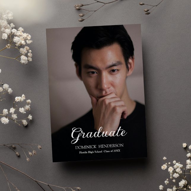 Black Brown Photo Studentfest Inbjudningar (Black Brown Photo Graduation Party )