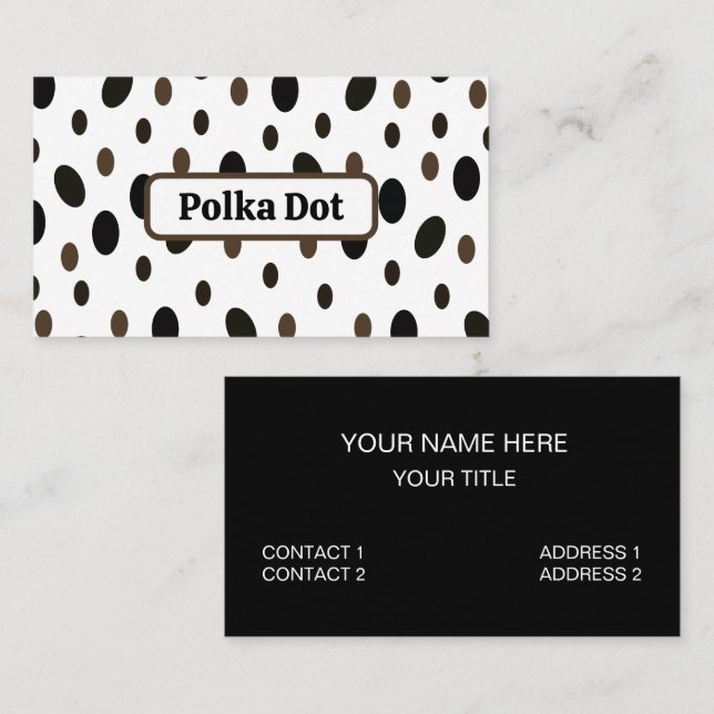 Black Brown Polka Dot Visitkort (Fram/baksida)